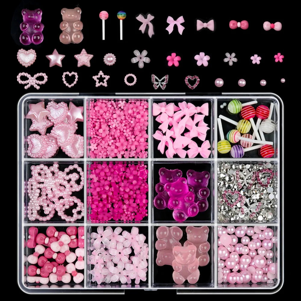 Luxury 3D Gold Bow Nail Metal Charms - 120pcs Shiny Art Supplies