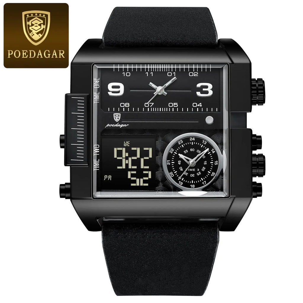 Elegant Men's Rectangular Quartz Watch - Waterproof & Luminous