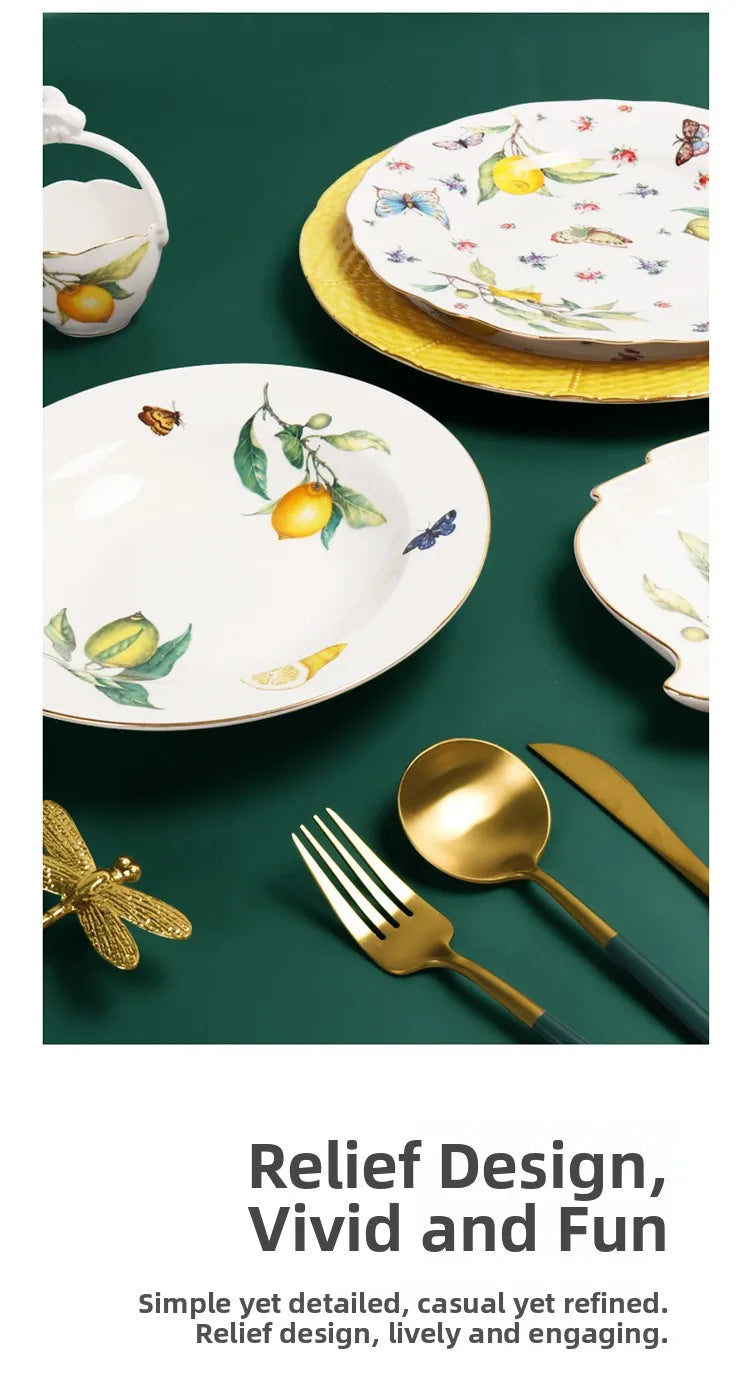 Elegant Ceramic Dinner Plate - European Style Round Dish
