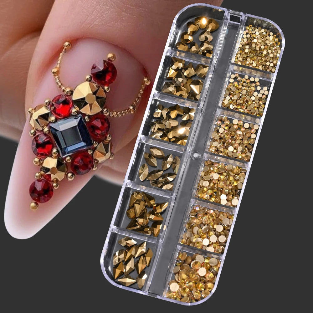 Luxury Crystal Chain Nail Charms - Rhinestone Diamond Art