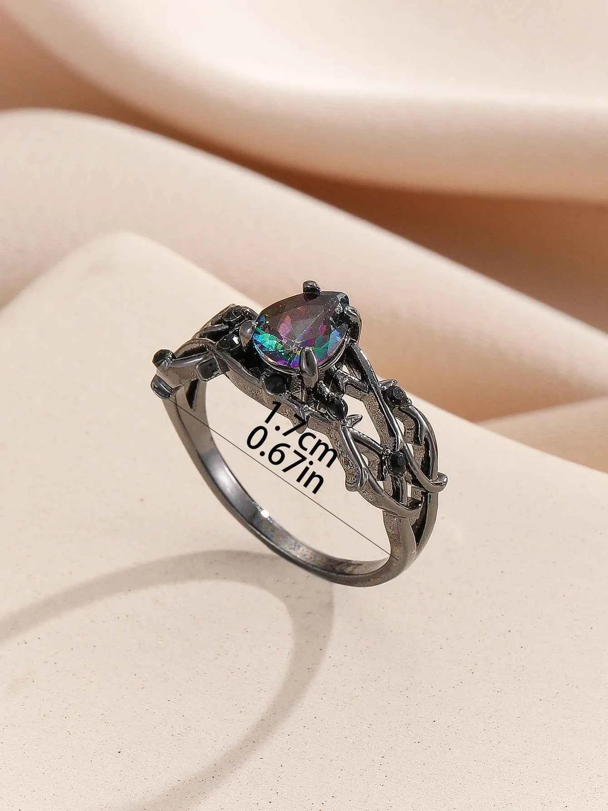 Elegant Vine Ring - Luxury Gun Black Cubic Zirconia Jewelry