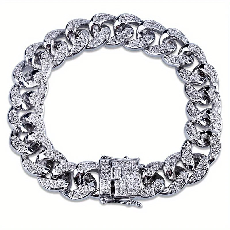 Premium Men's Cuban Link Bracelet - Iced Out Crystal Bling