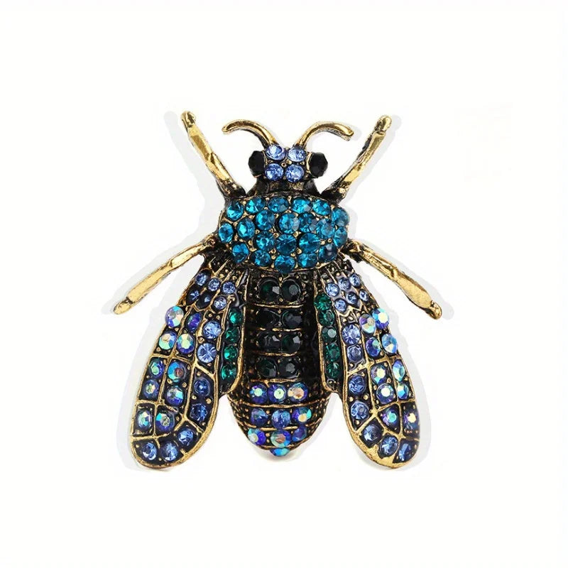 Elegant Crystal Bee Brooch Pin - Vintage Rhinestone Insect Badge