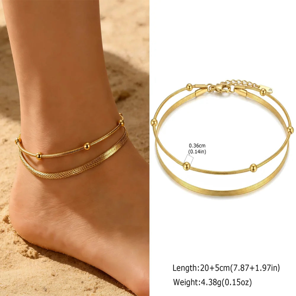 Exquisite Gold Plated Heart Anklet - Stainless Steel Foot Jewelry