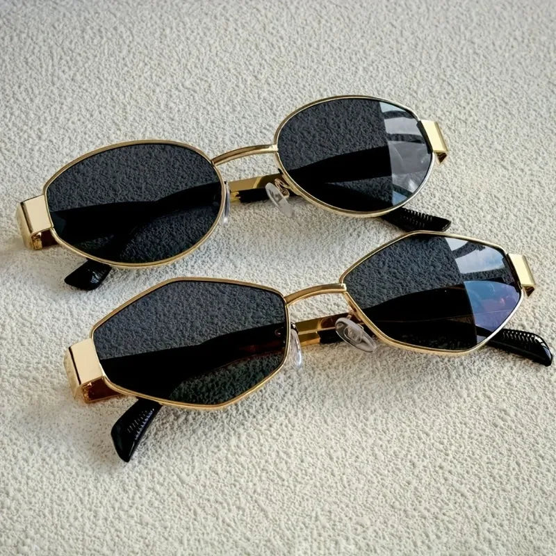 Trendy Rhombus Oval Fashion Glasses Set - 2pcs UV400