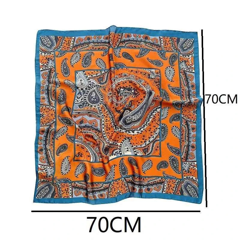Luxury Silk Square Scarf - Elegant Designer Neckerchief & Purse Accessory