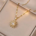 Elegant Gold Flower Pendant Necklace - Premium Spin Zircon Jewelry
