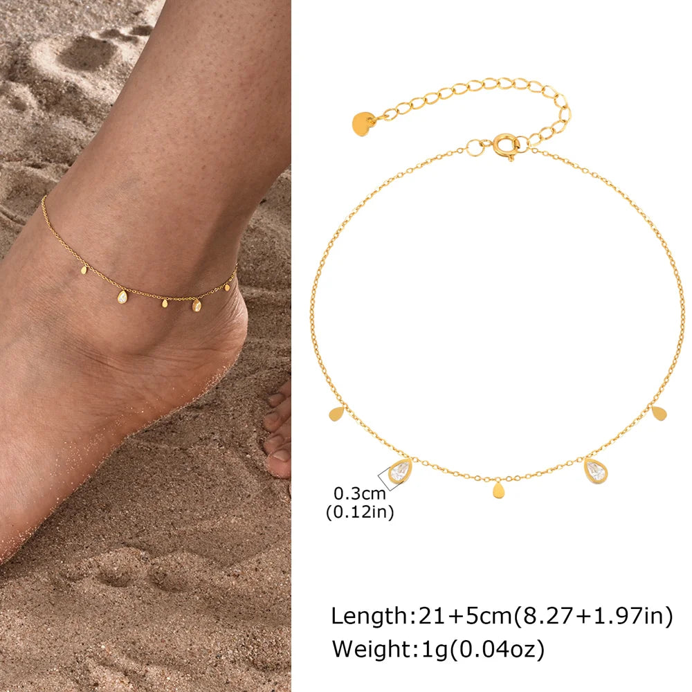 Exquisite Gold Plated Heart Anklet - Stainless Steel Foot Jewelry