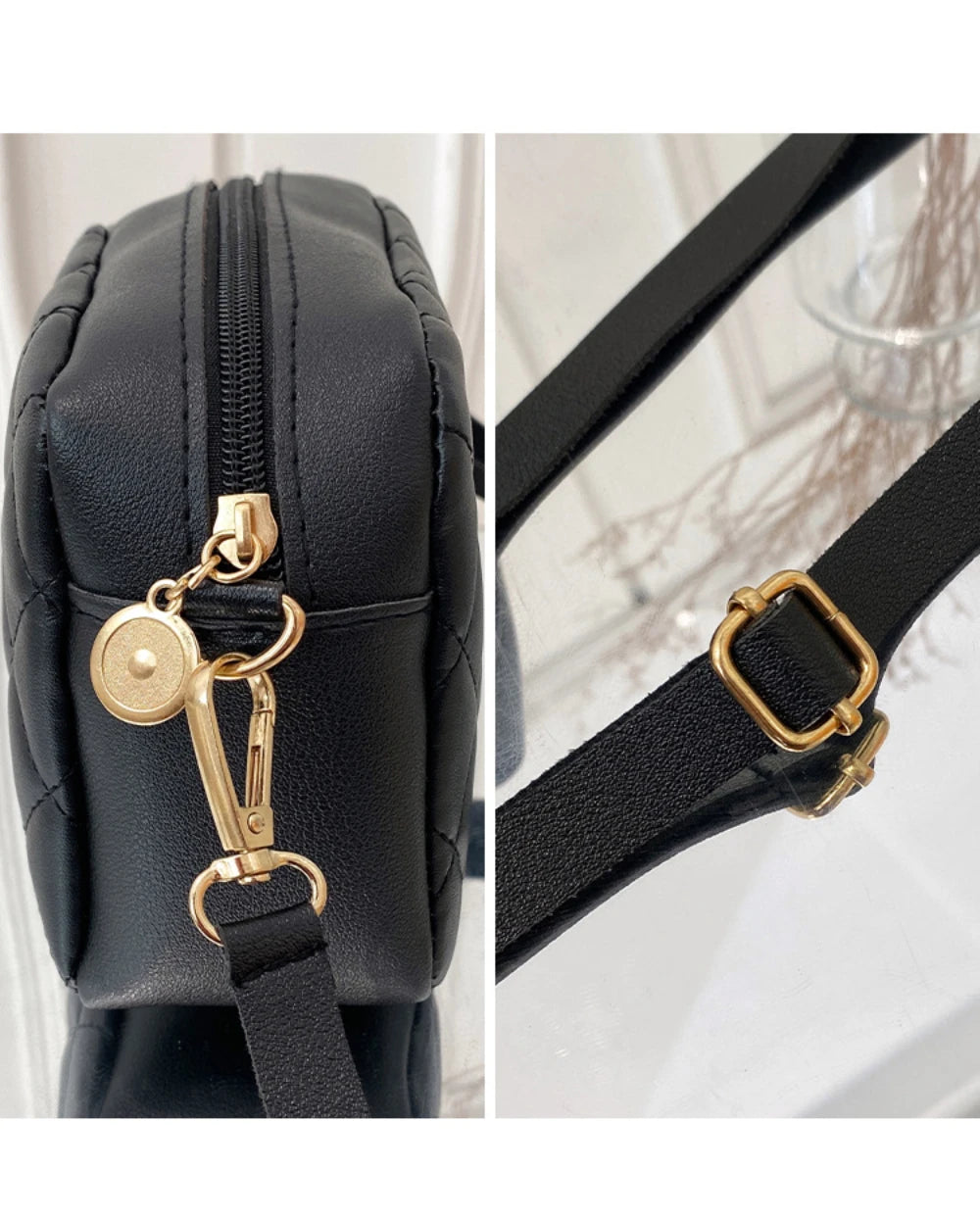 Tassel Embroidery Crossbody Bag - Chic Lingge Plaid Camera Bag with Chain Strap for Women - Tulique