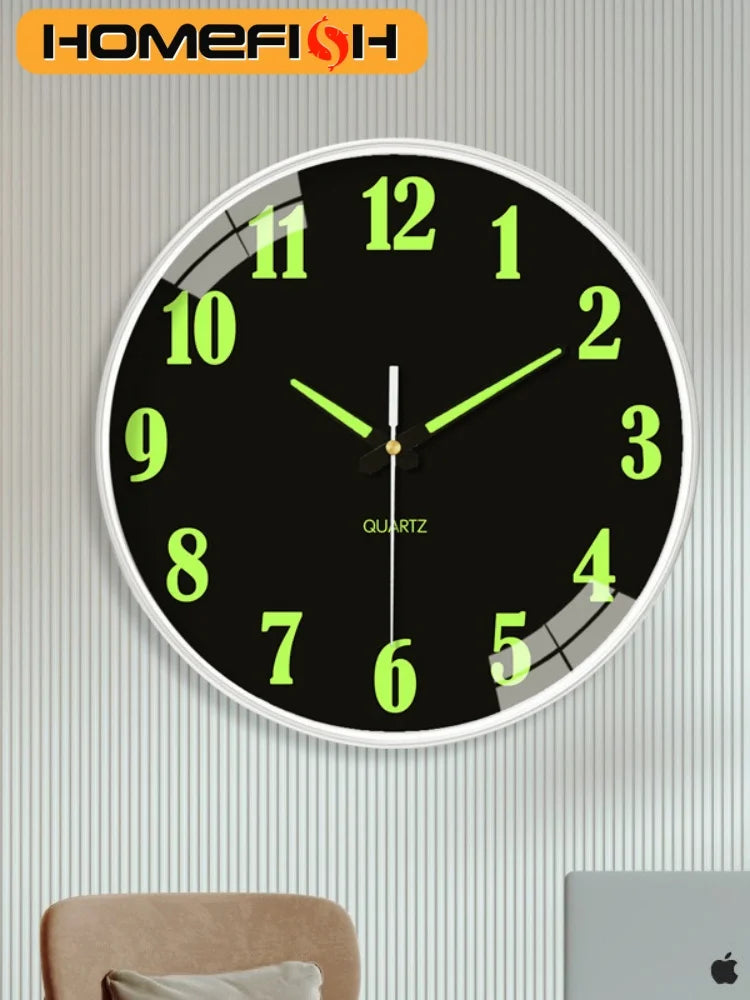 Elegant Luminous Silent Wall Clock - 8 Inch Quartz
