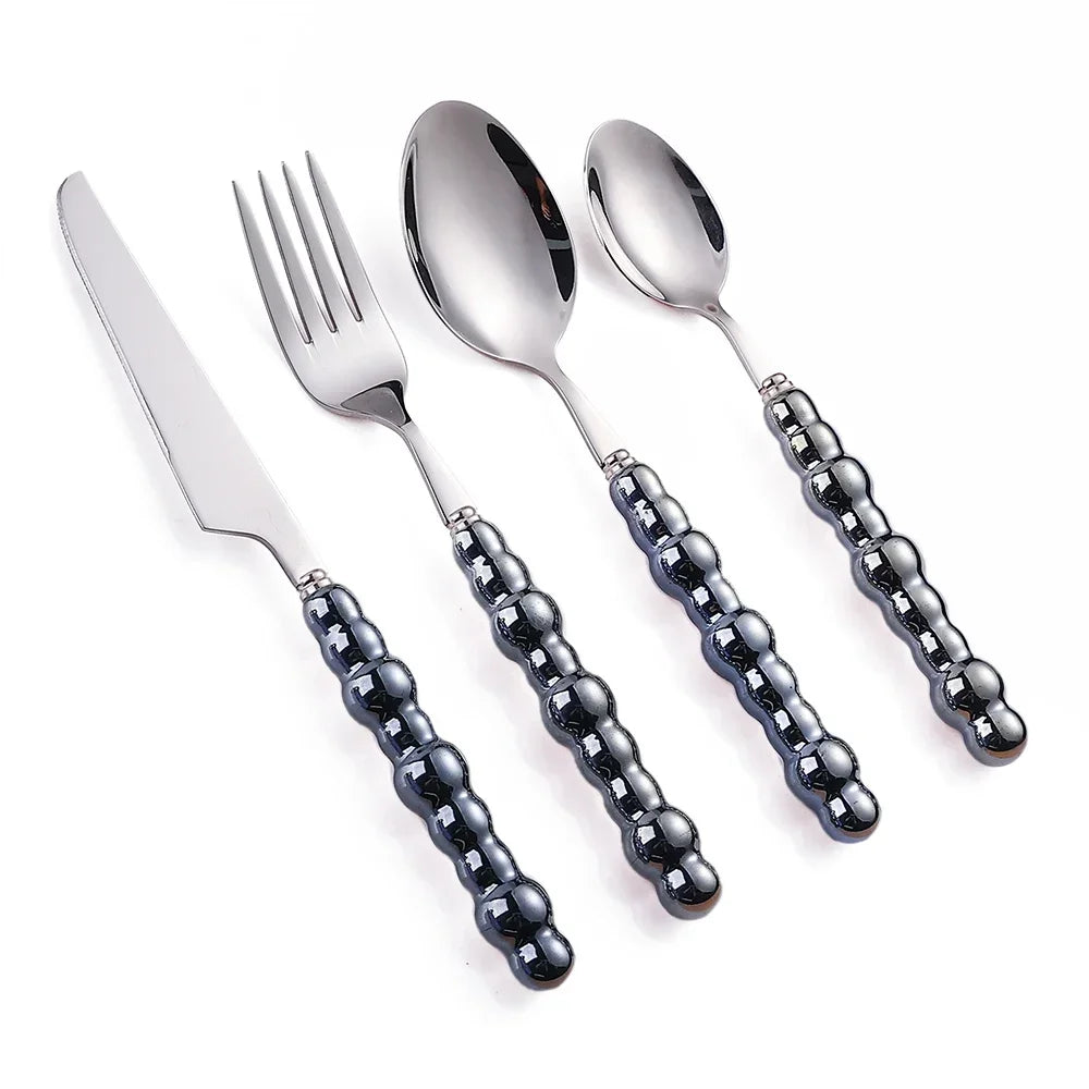 Luxury Pearl Flatware Set - Premium Ceramic Handle Cutlery