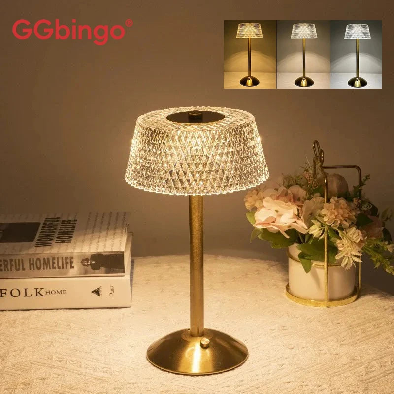rechargeable LED desk lamp - sleek white design with touch dimming functionality