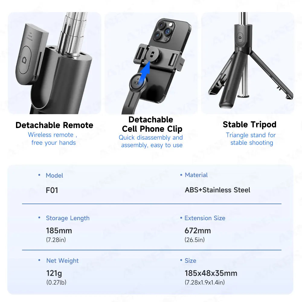 Versatile Selfie Stick Tripod with Bluetooth Remote & Fill Light
