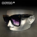 Luxury Rectangle Sunglasses - Gradient Lens & Rivet Details