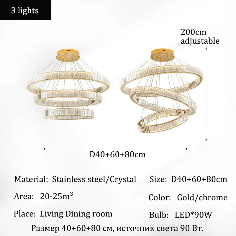 Elegant Crystal Ring Chandelier - Modern Dining Room Lighting