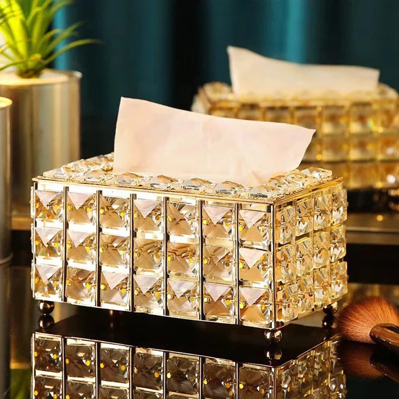 Elegant Luxury Crystal Tissue Box for Tabletop Decor