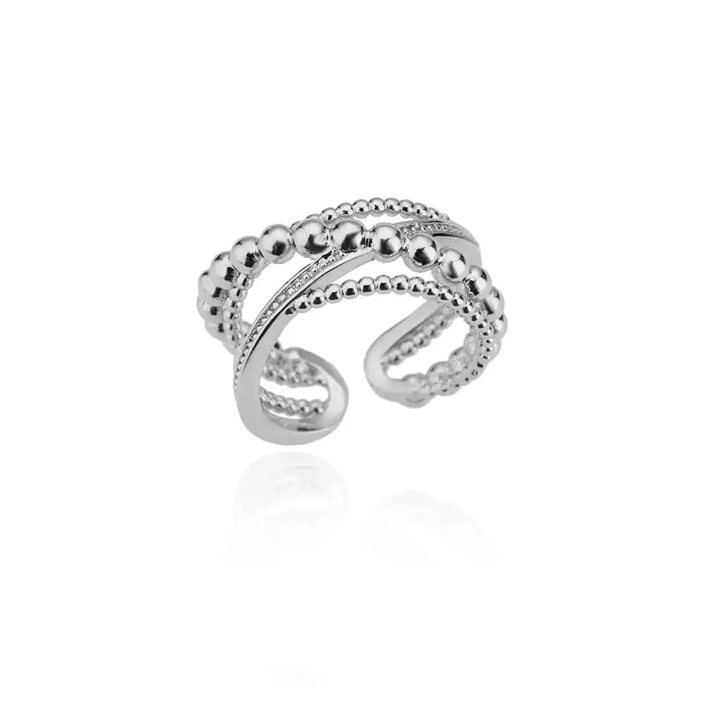 Luxury Gold Zircon Geometric Ring - Stainless Steel Aesthetic Jewelry