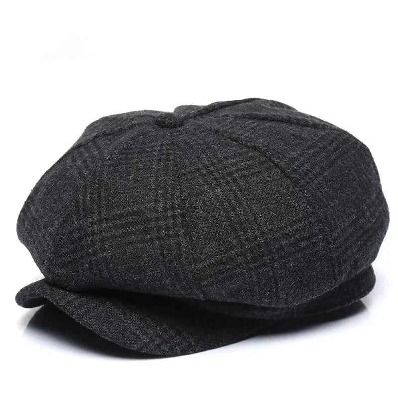 56-58cm 58-60cm Thickened Winter Wool Tweed Octagonal Hat Big Size Beret Dad Felt Newsboy Cap Male Leisure Ivy Caps Man