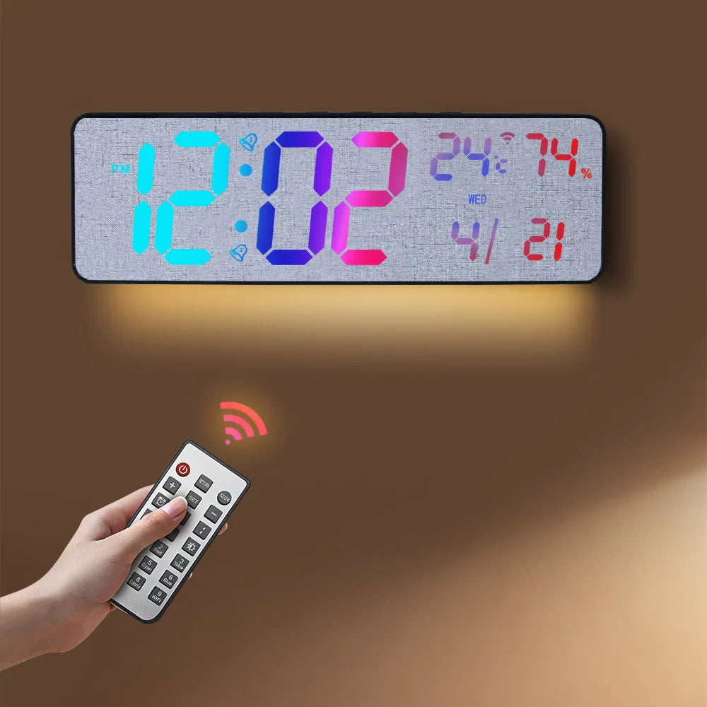Premium Large RGB Digital Clock - Temp, Humidity & Date