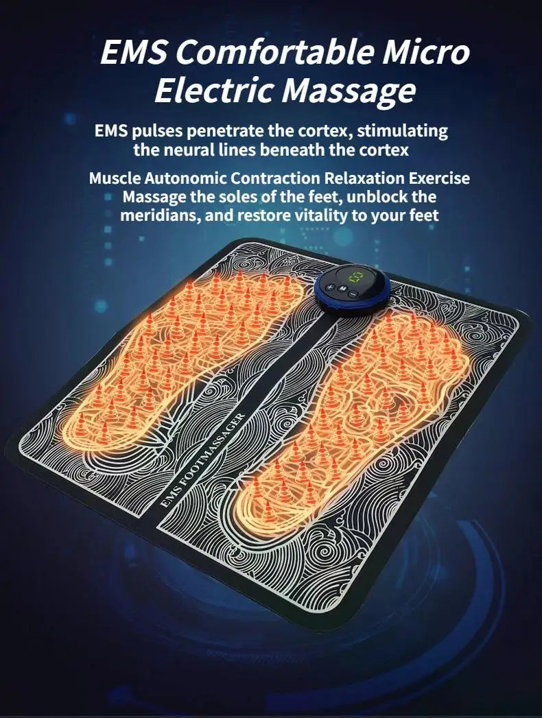 Premium EMS Foot Massager Pad - Portable Muscle Stimulator