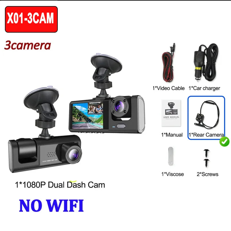 Premium 1080P WiFi Dash Cam - Multi Lens Vehicle Video Recorder