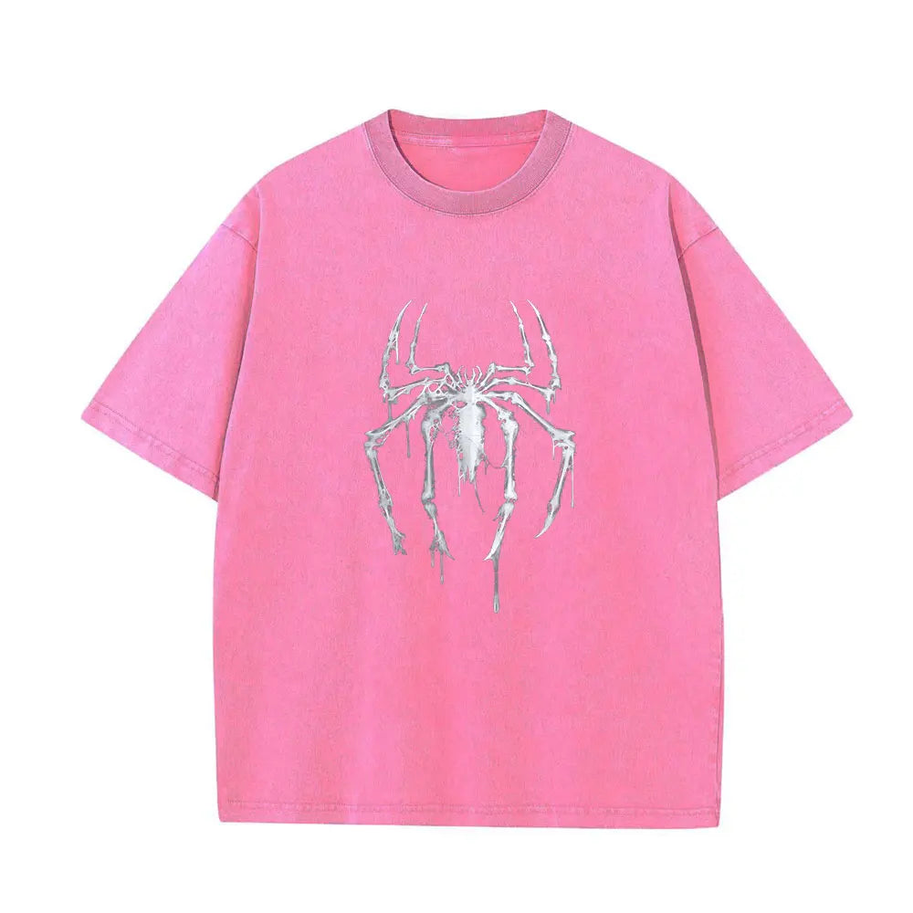 Vintage Spider Graphic Wash Shirt - Retro Hero Style