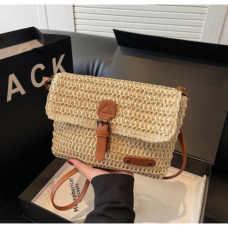 Elegant Straw Crossbody Bag - Chic Vacation & Casual Style