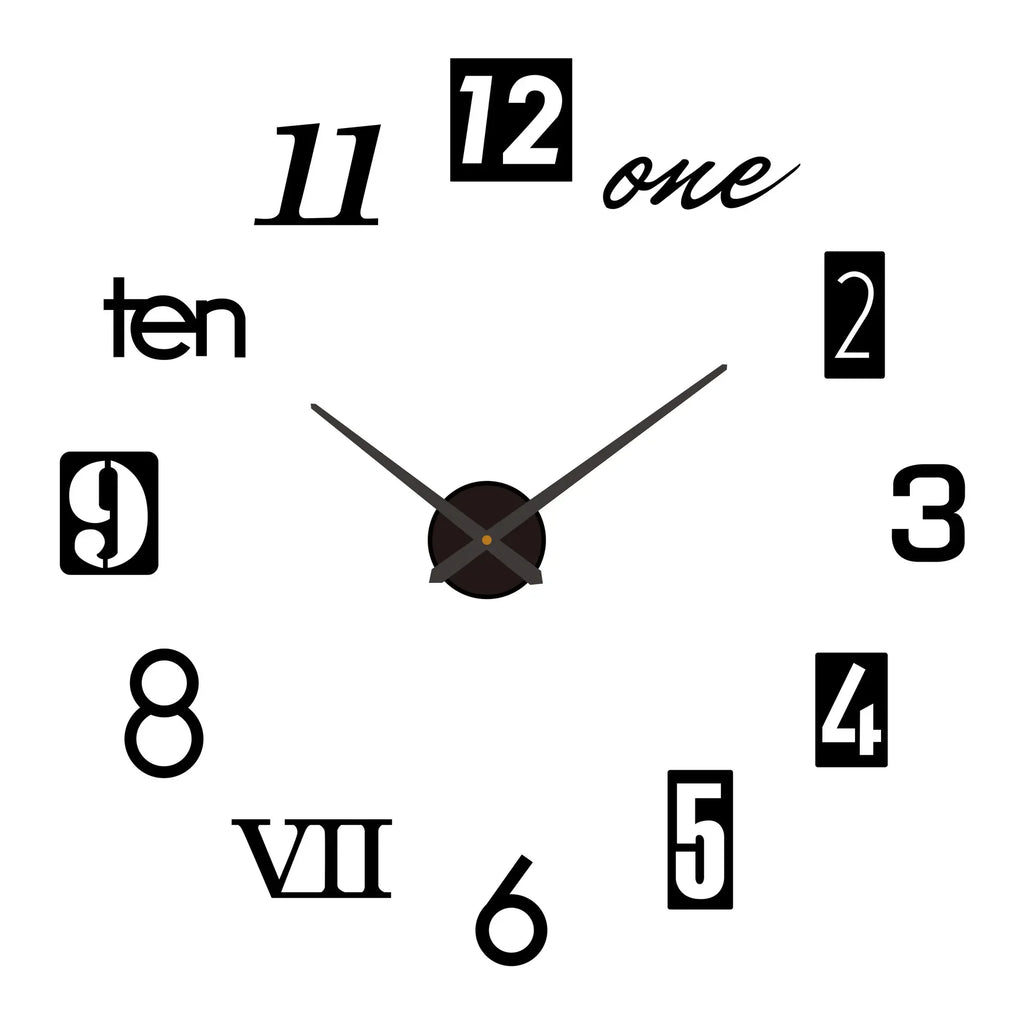 Elegant Modern Large Wall Clock - 3D DIY Quartz Design