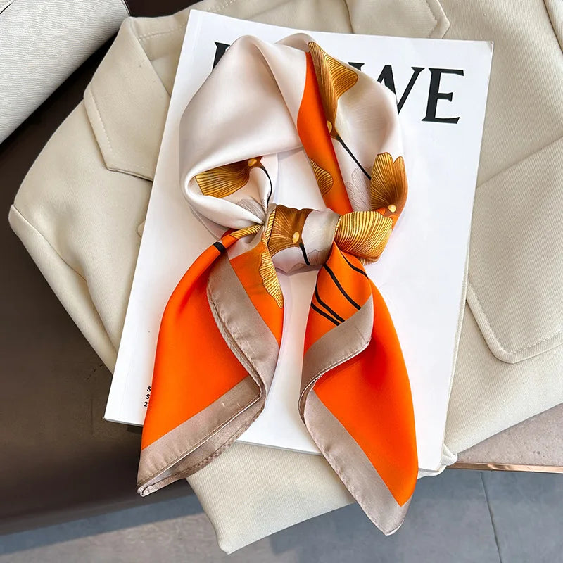 Luxury Silk Scarf - 70x70cm Square Shawl & Headband