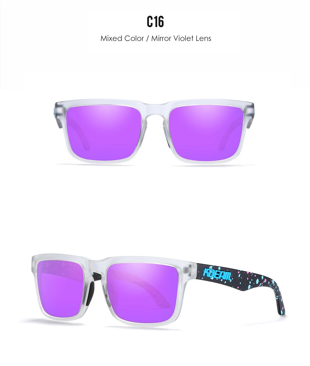 Premium Men Square Sunglasses - Polarized UV Protection & Mirrored Lens