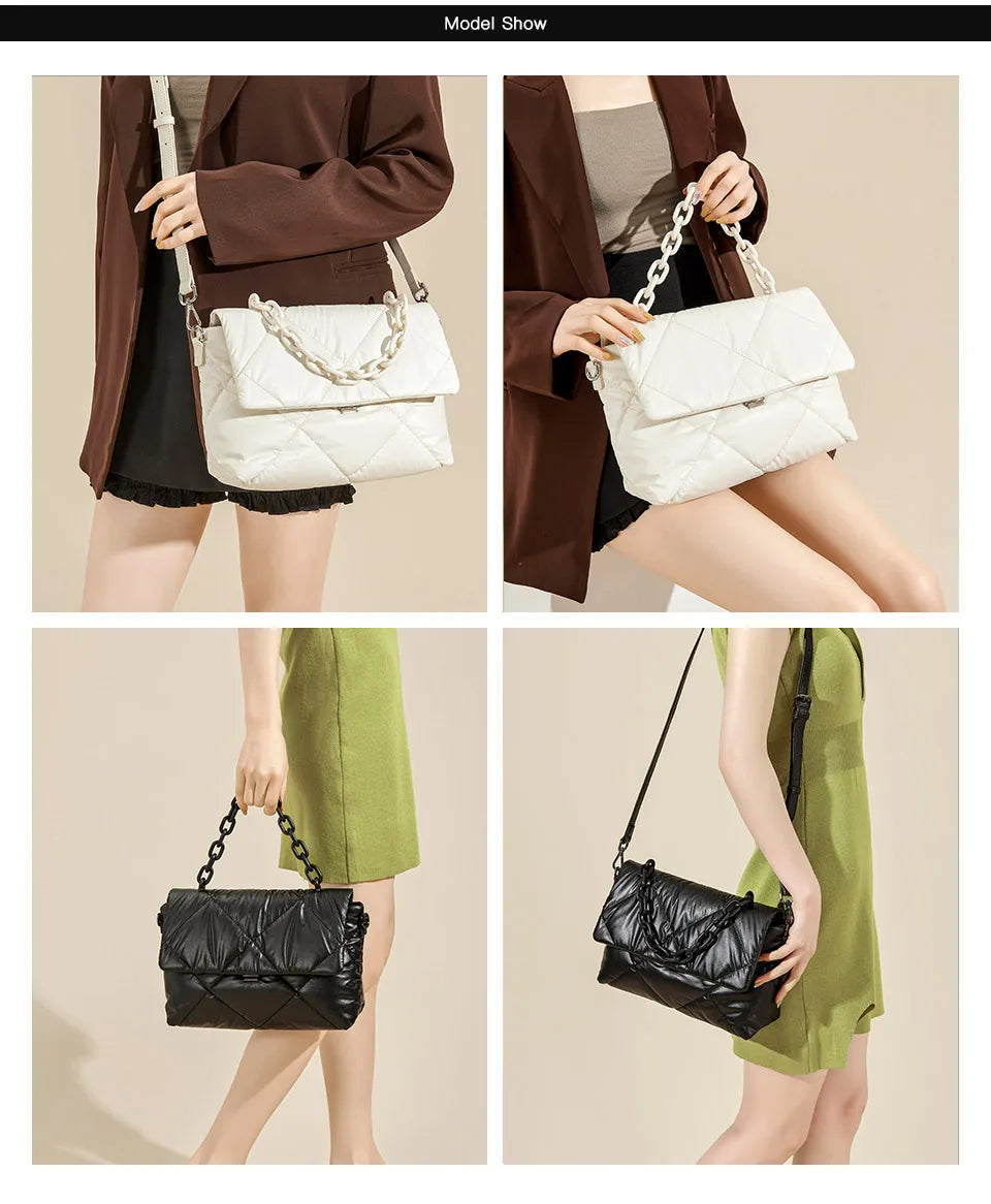 Elegant Women Crossbody Bag - Feather Down Padded