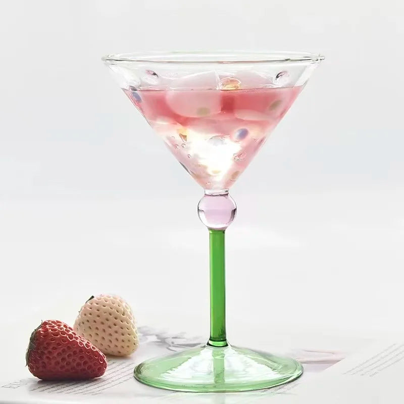 Elegant Polka Dot Glass Goblet - Vintage French Style