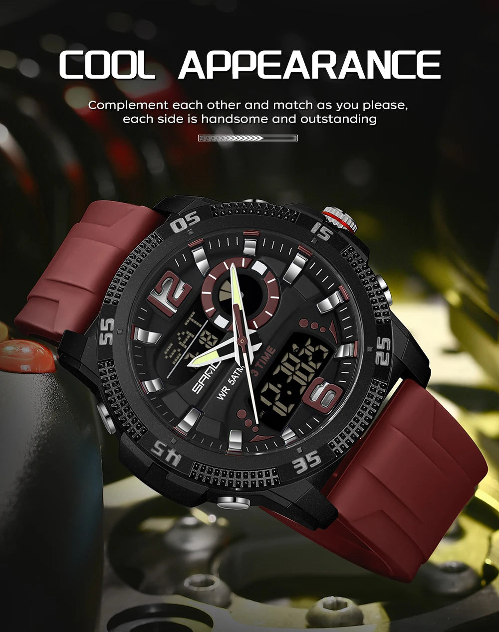 Premium Men's Sports Watch - Dual Time LED
