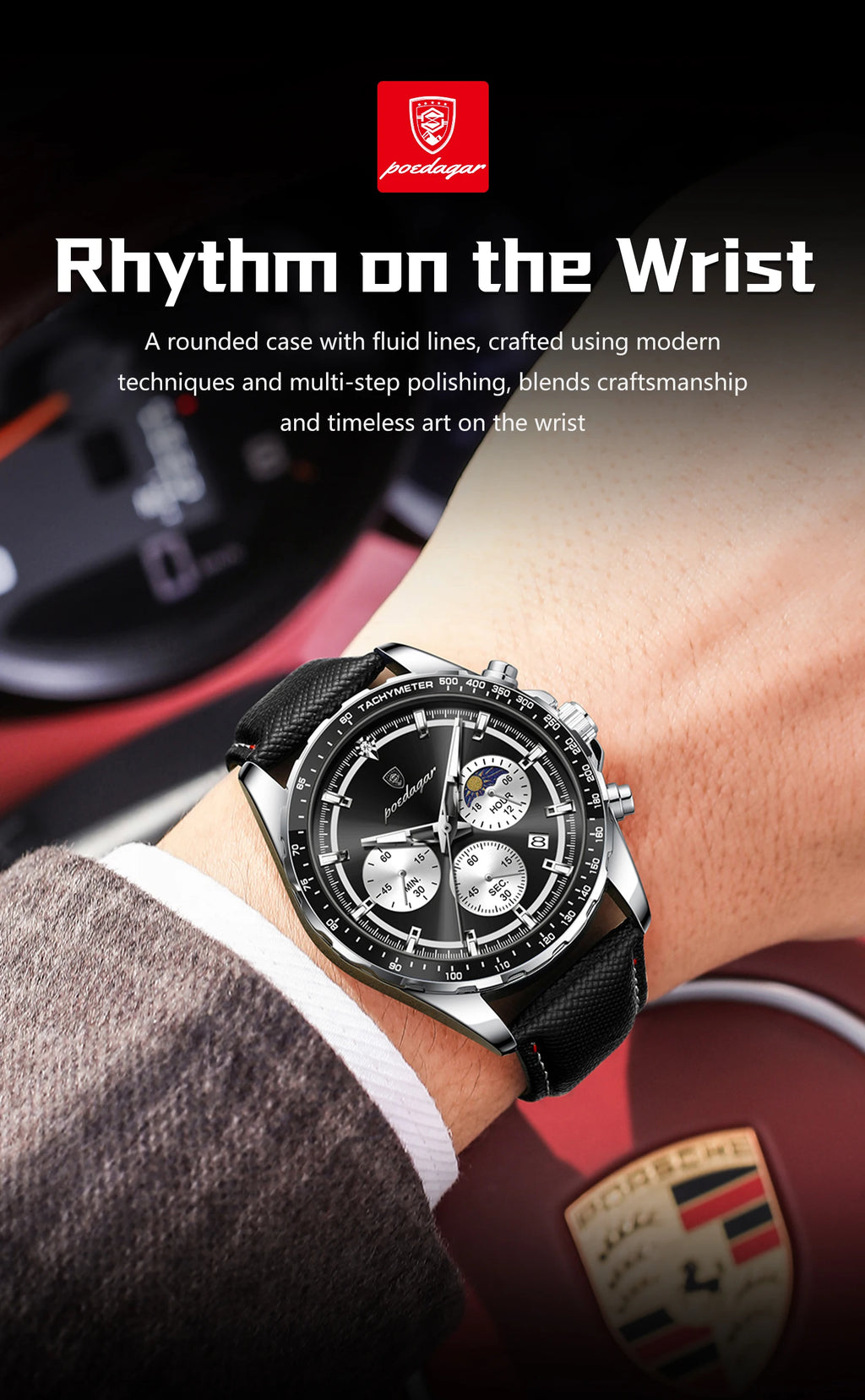 Premium Men's Leather Chronograph Watch - Luminous & Waterproof