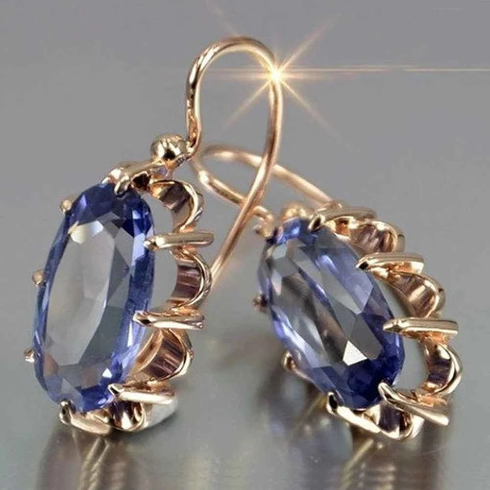 Elegant Oval Cubic Zirconia Earrings - Luxury Dangle Jewelry