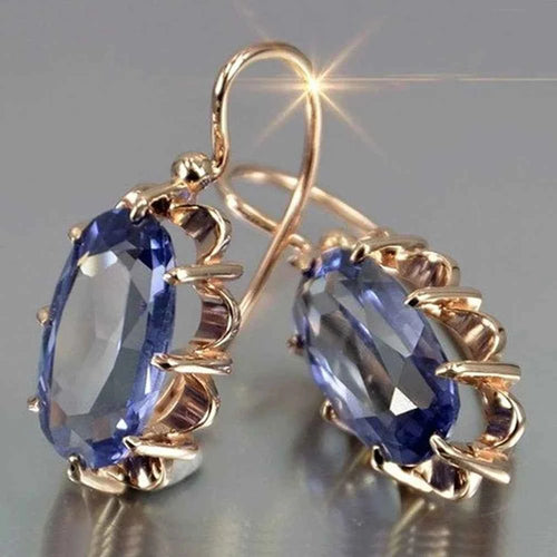 Elegant Oval Cubic Zirconia Earrings - Luxury Dangle Jewelry