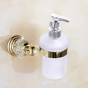 Luxury Crystal Gold Bathroom Hardware Set - Wall Mounted