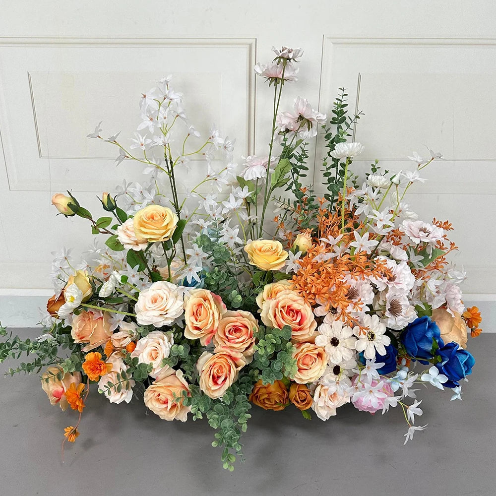Luxury Champagne Pink Artificial Flower Row for Wedding Backdrop