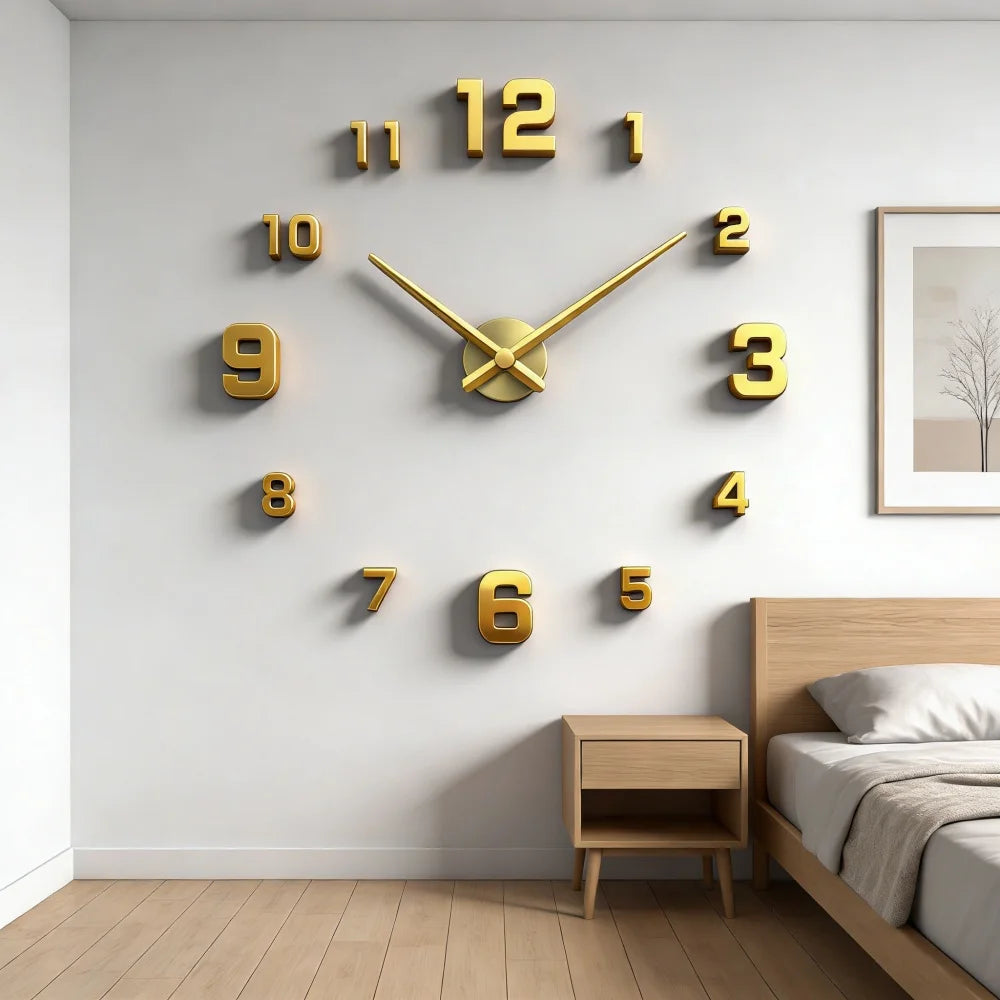 Elegant Modern Large Wall Clock - 3D DIY Quartz Design