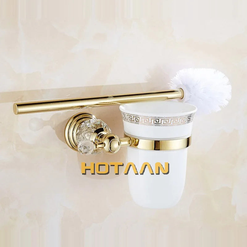 Luxury Crystal Gold Bathroom Hardware Set - Wall Mounted