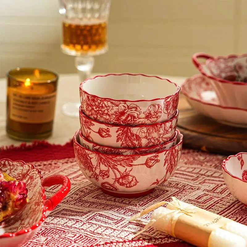Elegant Luxury Red Dinner Set - Italian Ceramic Plates