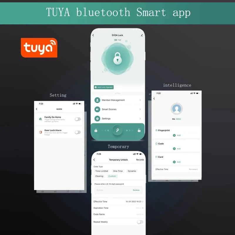 Smart Glass Door Lock - Biometric Fingerprint & Bluetooth Control