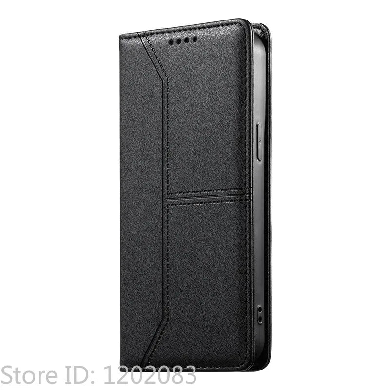 Luxury Magnetic Leather iPhone Case - Wallet Flip Cover