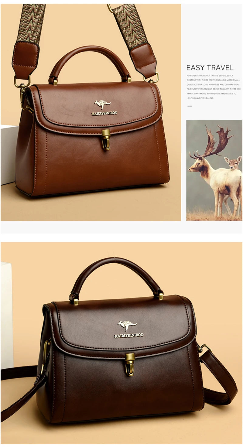 Elegant Leather Shoulder Crossbody Bag - Luxury Designer Style