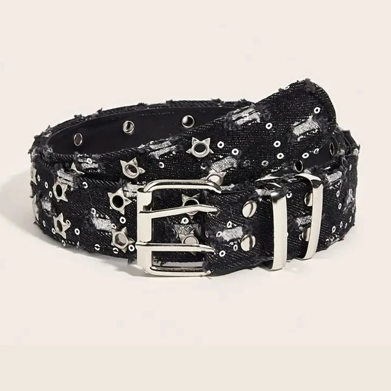 Luxury Y2K Star Belt - Punk Denim Girdle with Pin Buckle