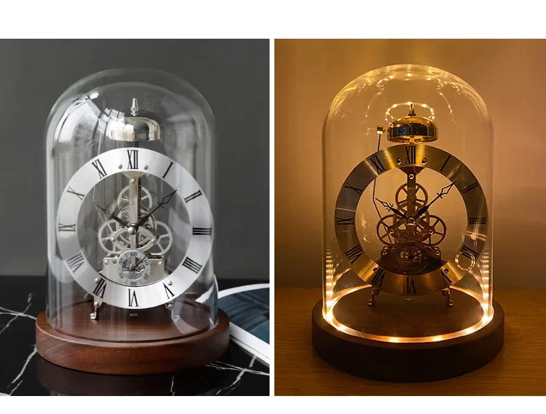 Elegant Luxury Desk Clock - Metal & Wood Tabletop Accent