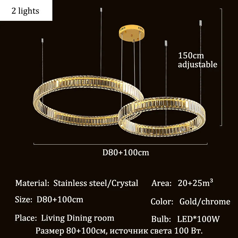 Elegant Crystal Ring Chandelier - Modern Dining Room Lighting
