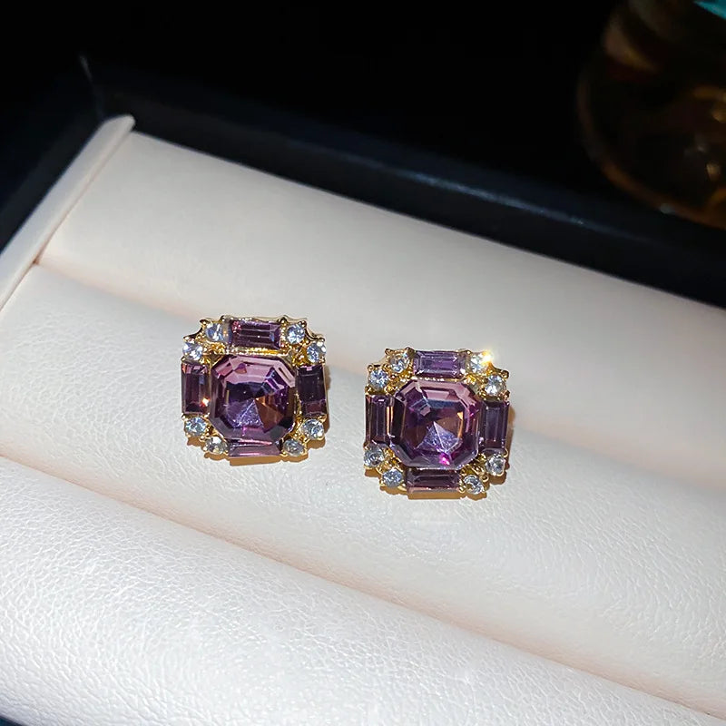 Exquisite Square Stud Earrings - Luxury Rhinestone Jewelry