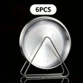 Premium Stainless Steel Camping Plates - 6-Piece Set with Rack