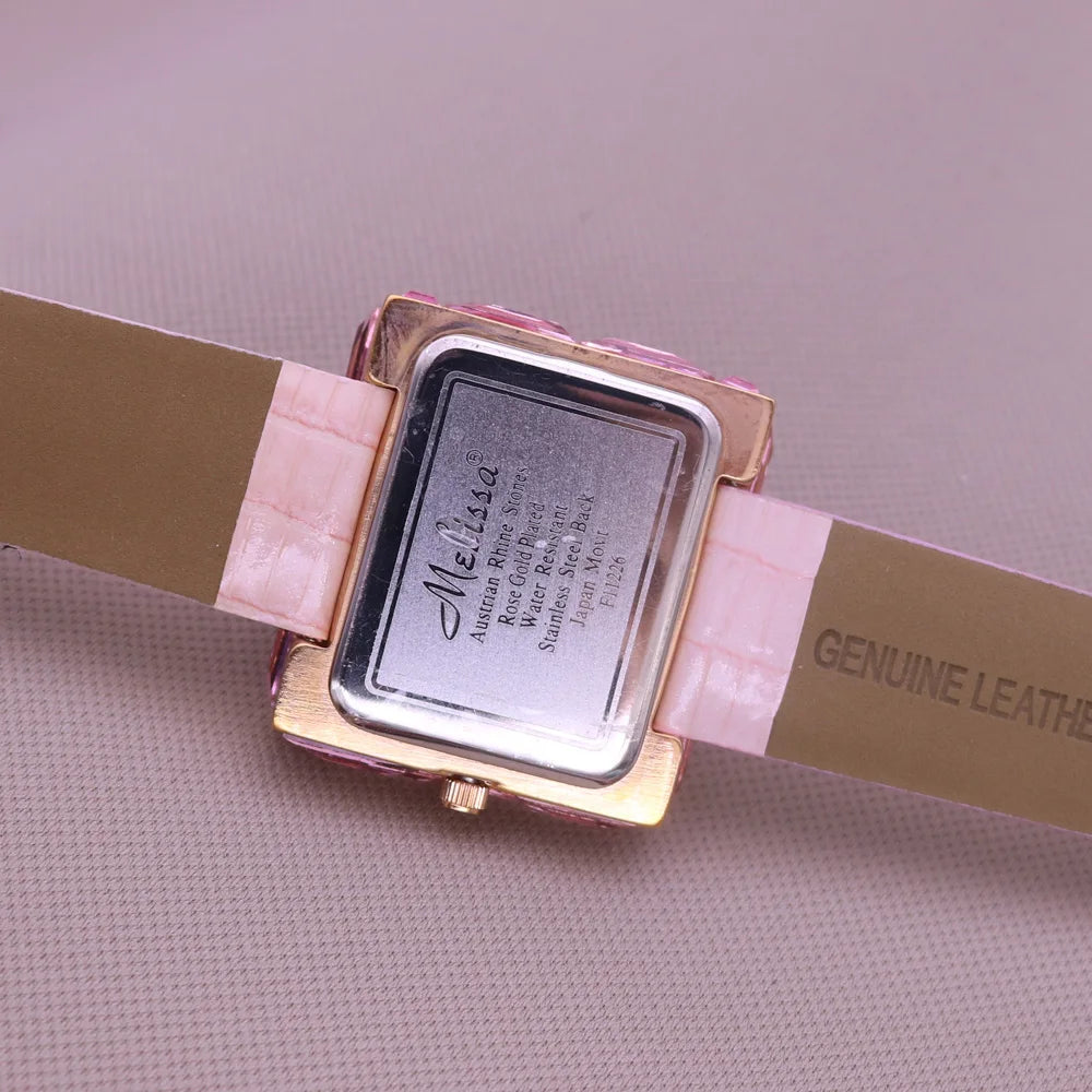 Elegant Crystal Square Watch - Rhinestone Dress Bracelet